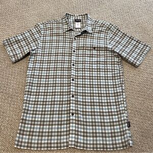 Patagonia Men Button Up Shirt Large Plaid Short Sleeves Organic Cotton Gorpcore
